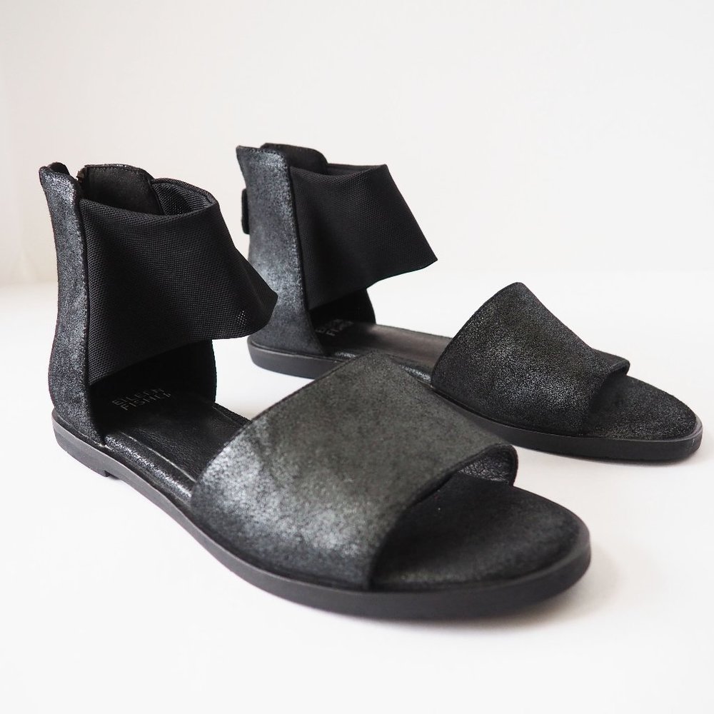 Eileen Fisher Sign Open Toe Flat Metallic Sandal